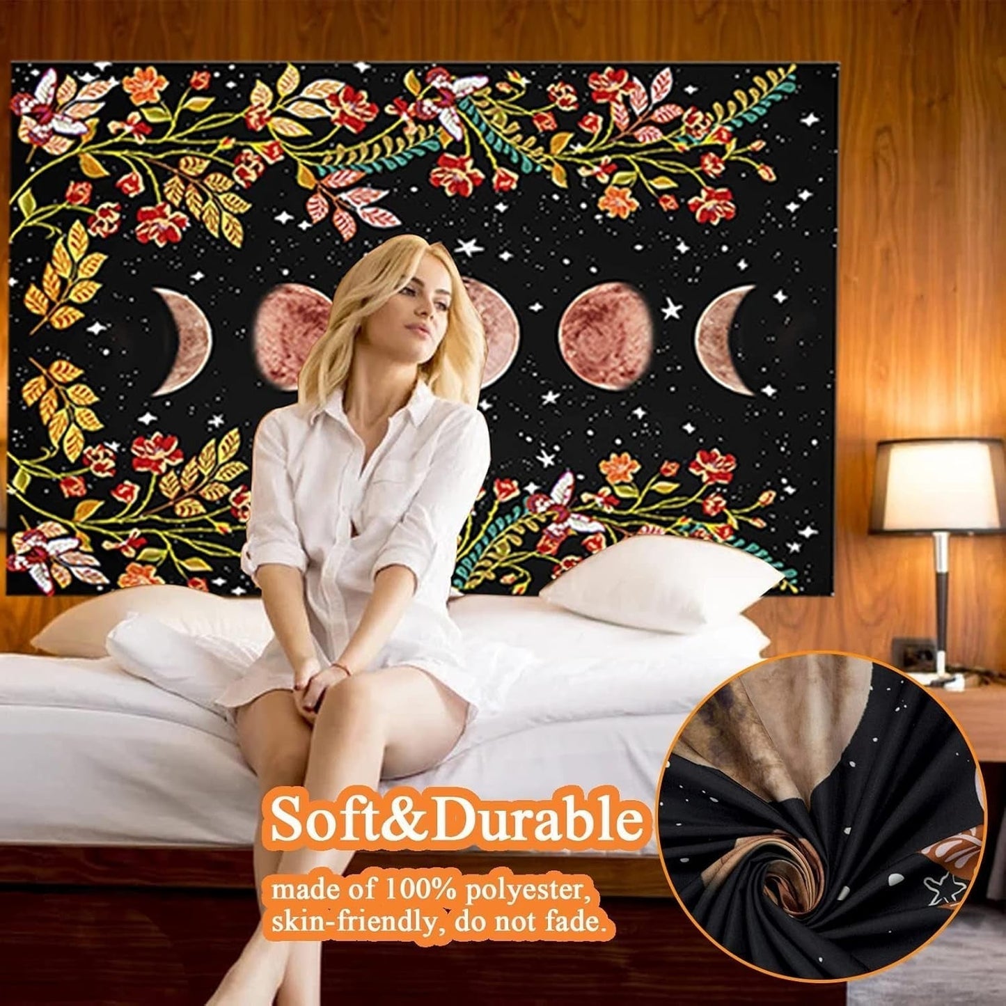 Arazzo Yisumei estetico luna fiori nero misura Home - Accessori e Decorazioni Naty Shop