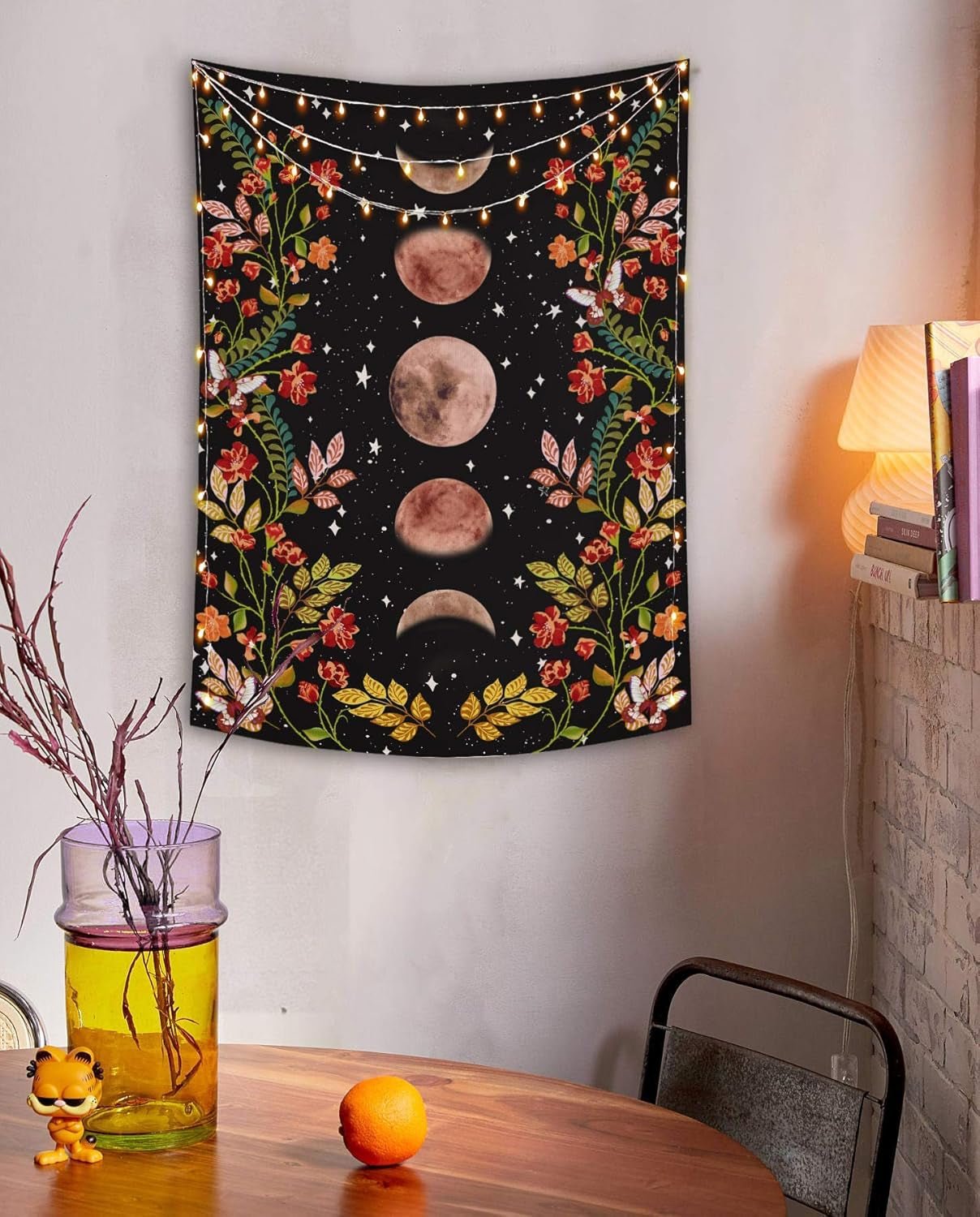 Arazzo Yisumei estetico luna fiori nero misura Home - Accessori e Decorazioni Naty Shop