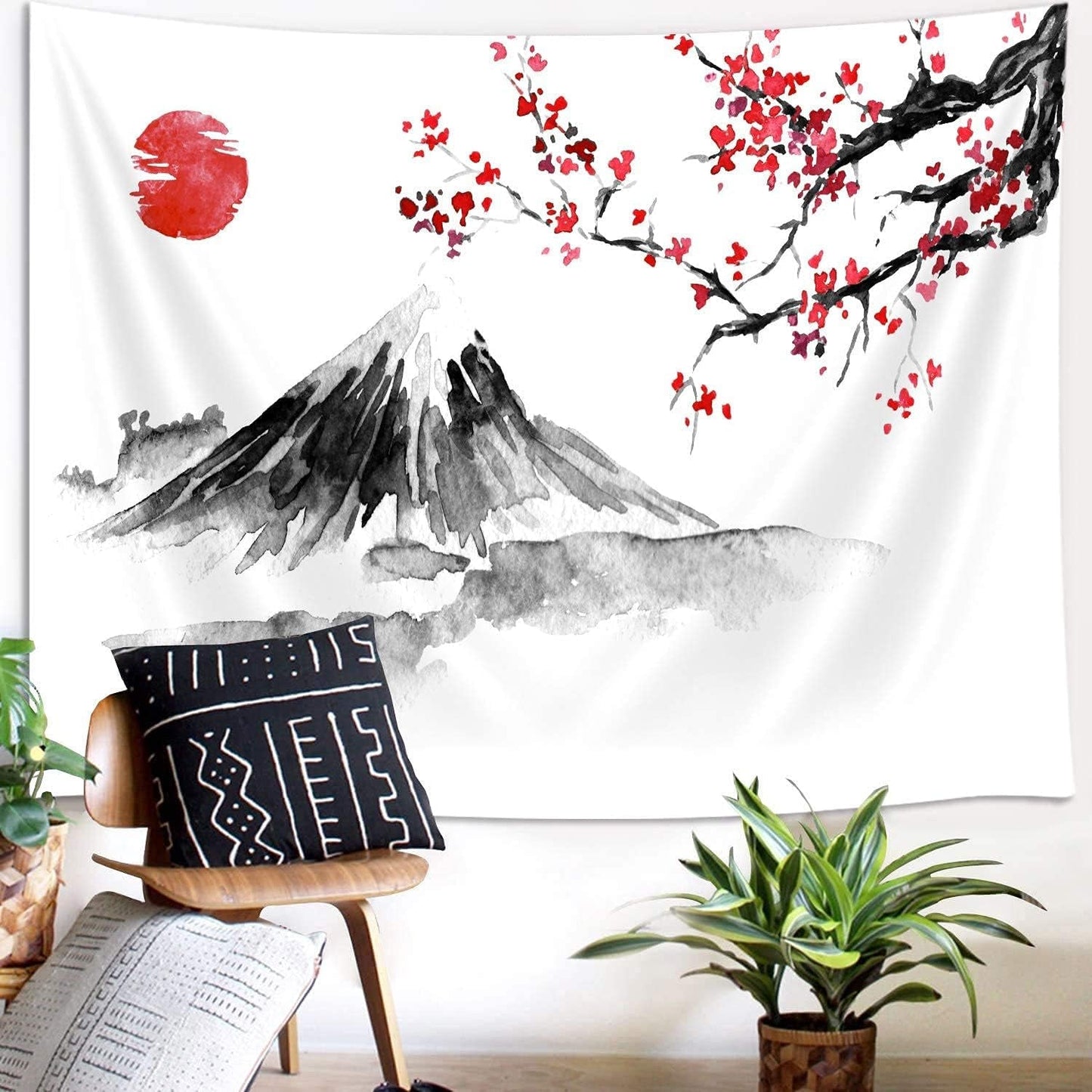 Arazzo Yisumei estetico luna fiori nero taglia Home - Accessori e decorazioni Naty Shop Rosso 150L X 130B Cm
