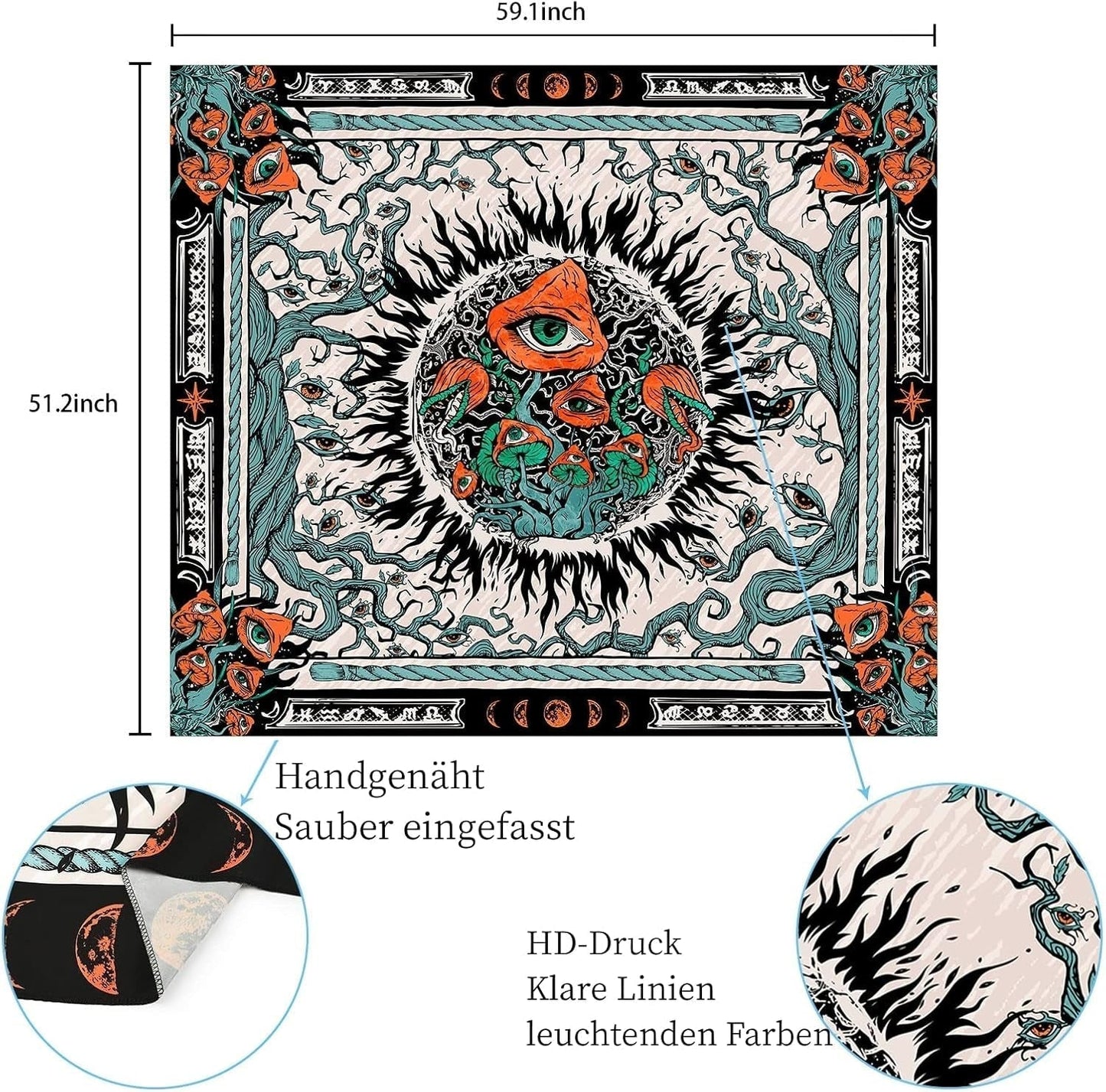 Arazzo yrendenge funghi scottature tela occhi hippie Home - Accessori e Decorazioni Naty Shop