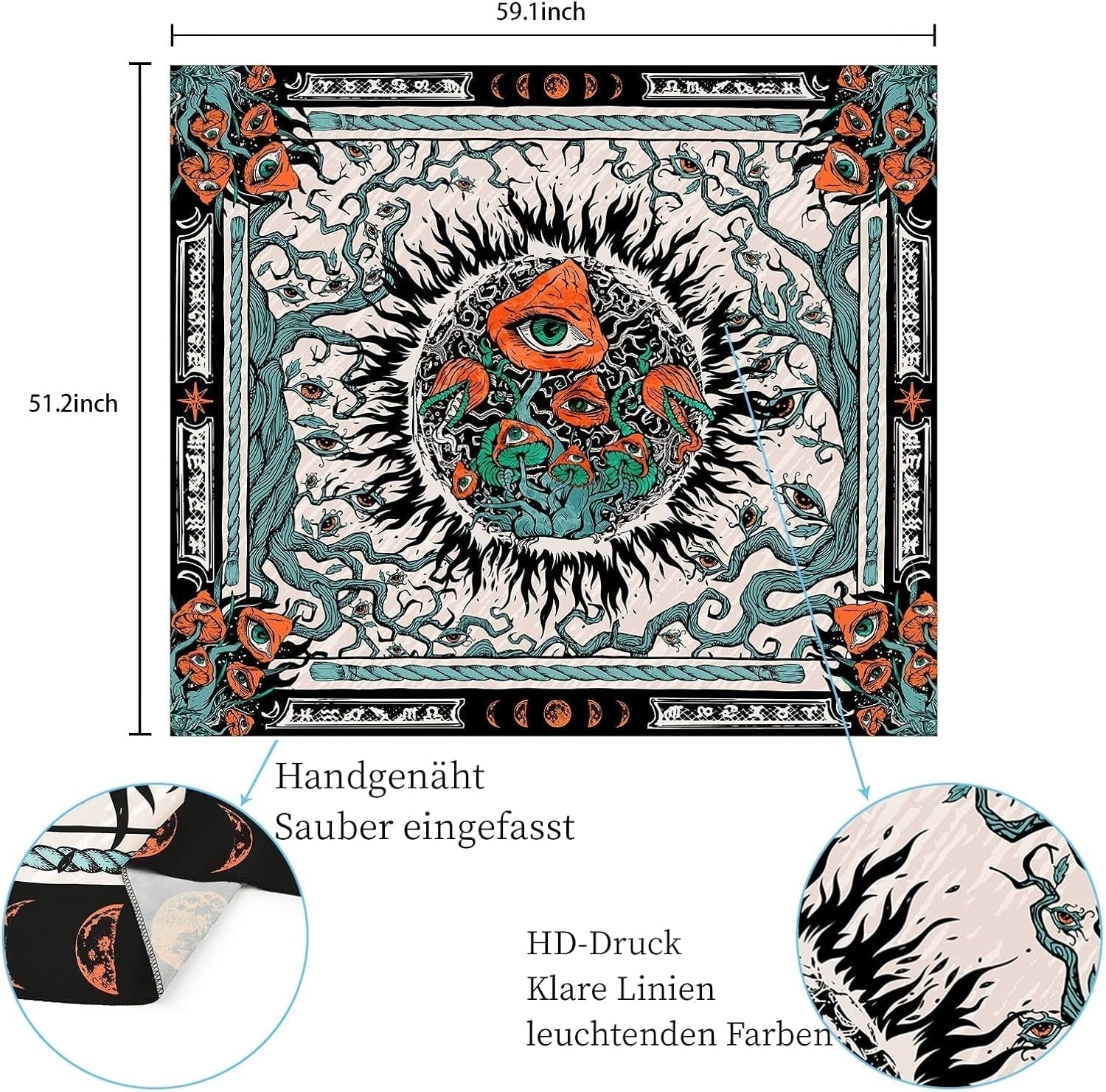 Arazzo yrendenge funghi scottature tela occhi hippie Home - Accessori e Decorazioni Naty Shop