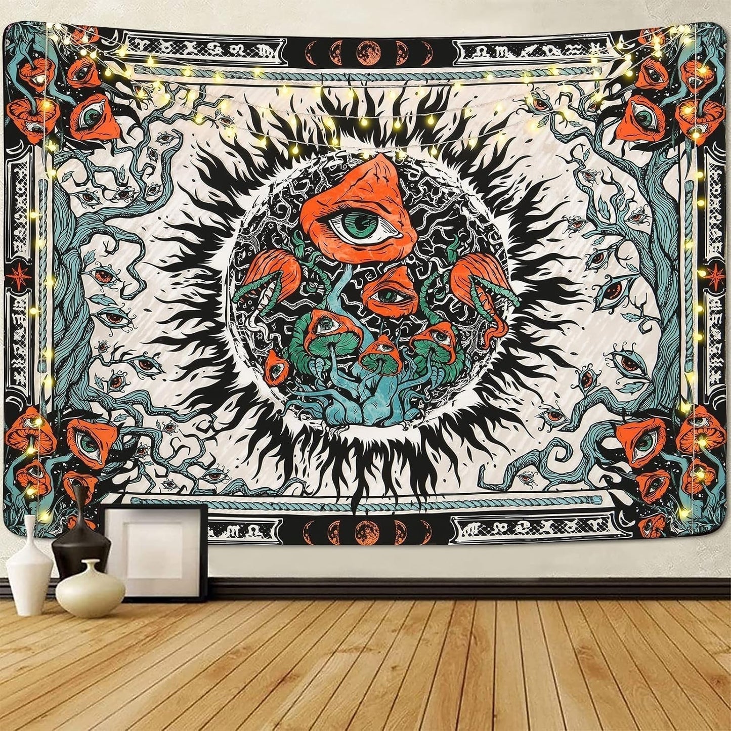 Arazzo Yrendenge Funghi Scottature Tela Occhi Hippie Casa - Accessori e Decorazioni Naty Shop Multi 150X130Cm