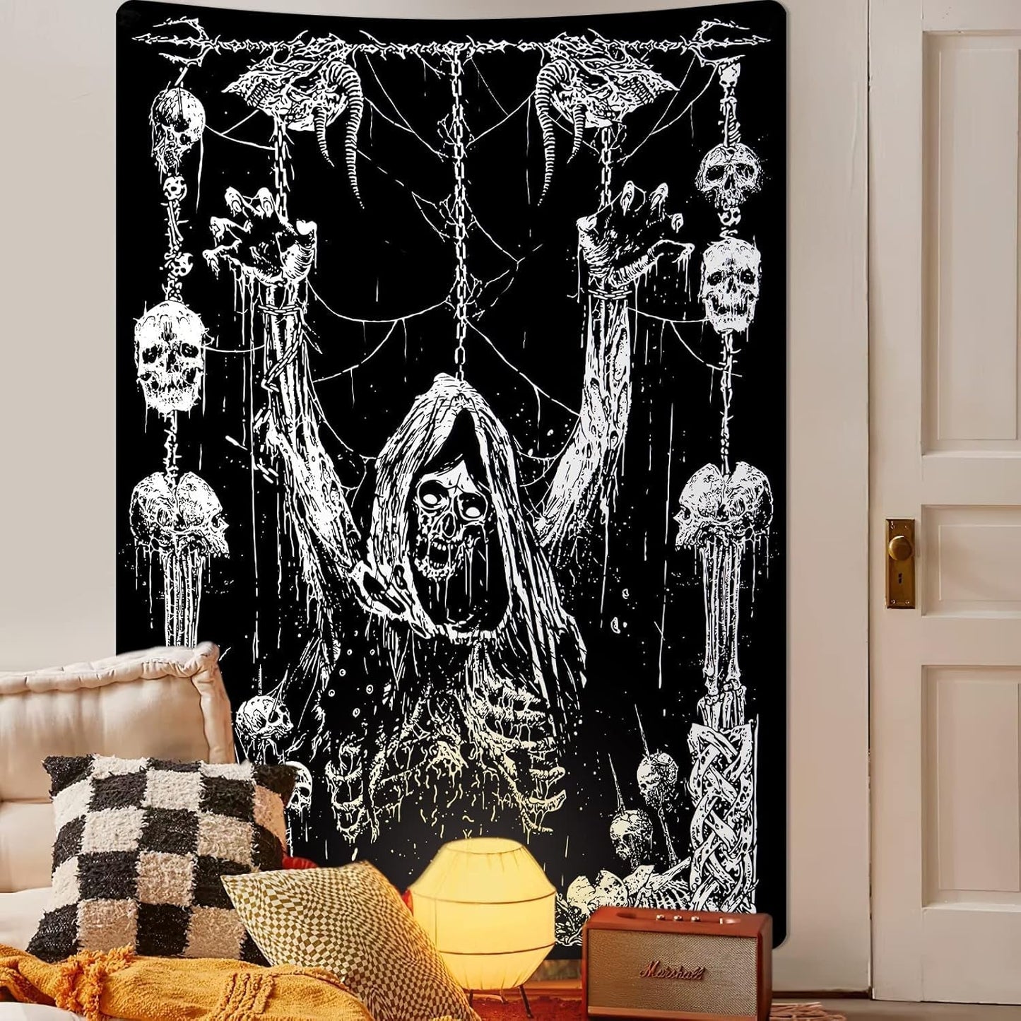 Arazzo yrendenge teschio umano nero bianco Home - Accessori e Decorazioni Naty Shop