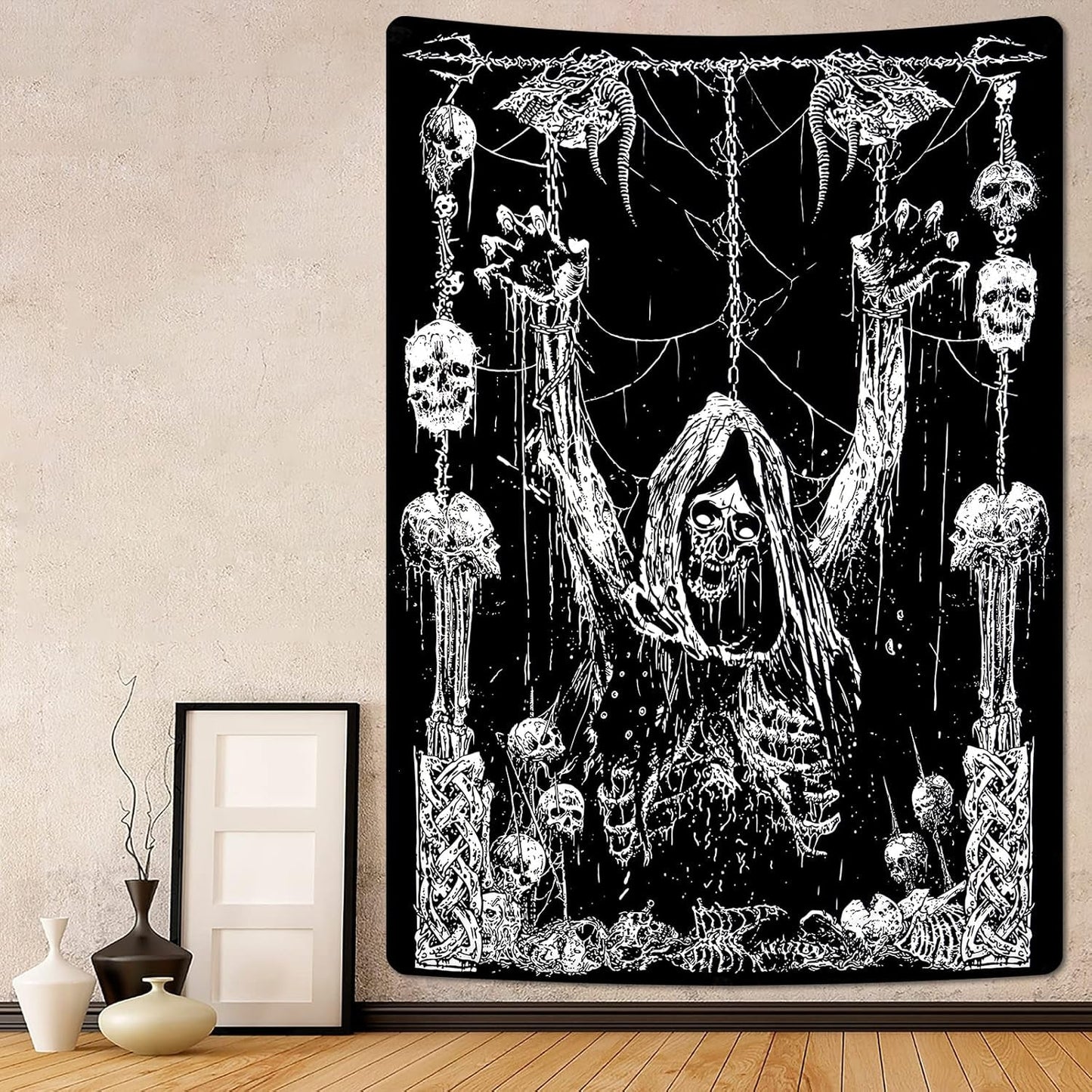Arazzo yrendenge teschio umano nero bianco Home - Accessori e Decorazioni Naty Shop
