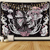 Arazzo yrendenge farfalle scheletro funghi casa stelle luna Casa - Accessori e Decorazioni Naty Shop Teschio fungo falena 150X130Cm