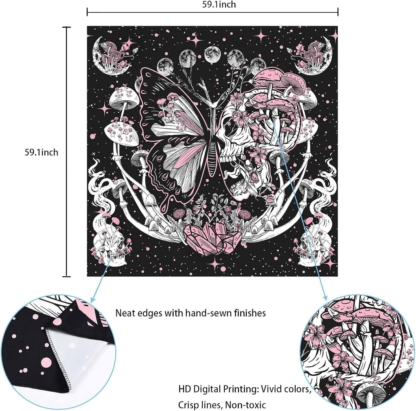 Arazzo yrendenge farfalle scheletri funghi casa stelle luna Casa - Accessori e Decorazioni Naty Shop