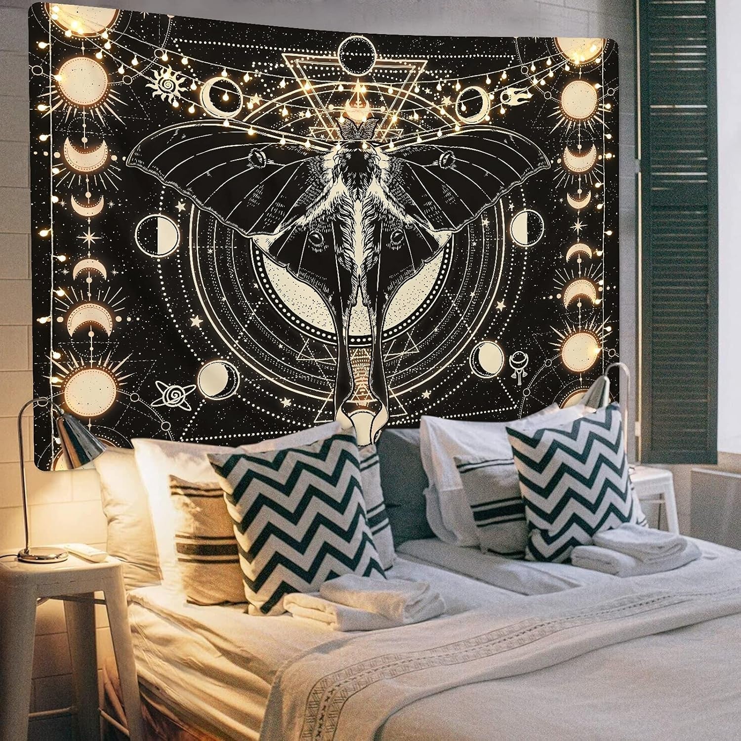 Arazzo yrendenge falena nero sole luna naturale Casa - Accessori e Decorazioni Naty Shop