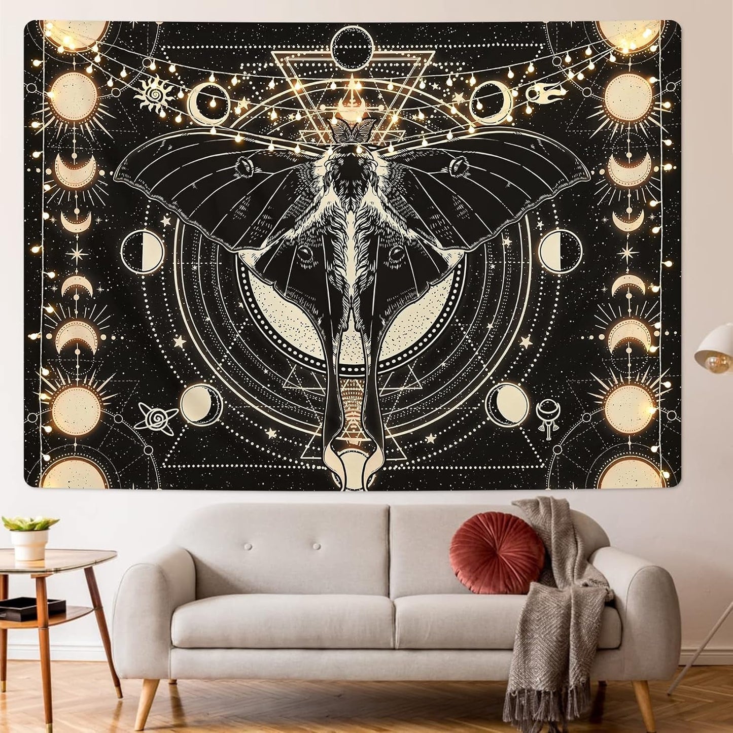 Arazzo yrendenge falena nero sole luna naturale Casa - Accessori e Decorazioni Naty Shop