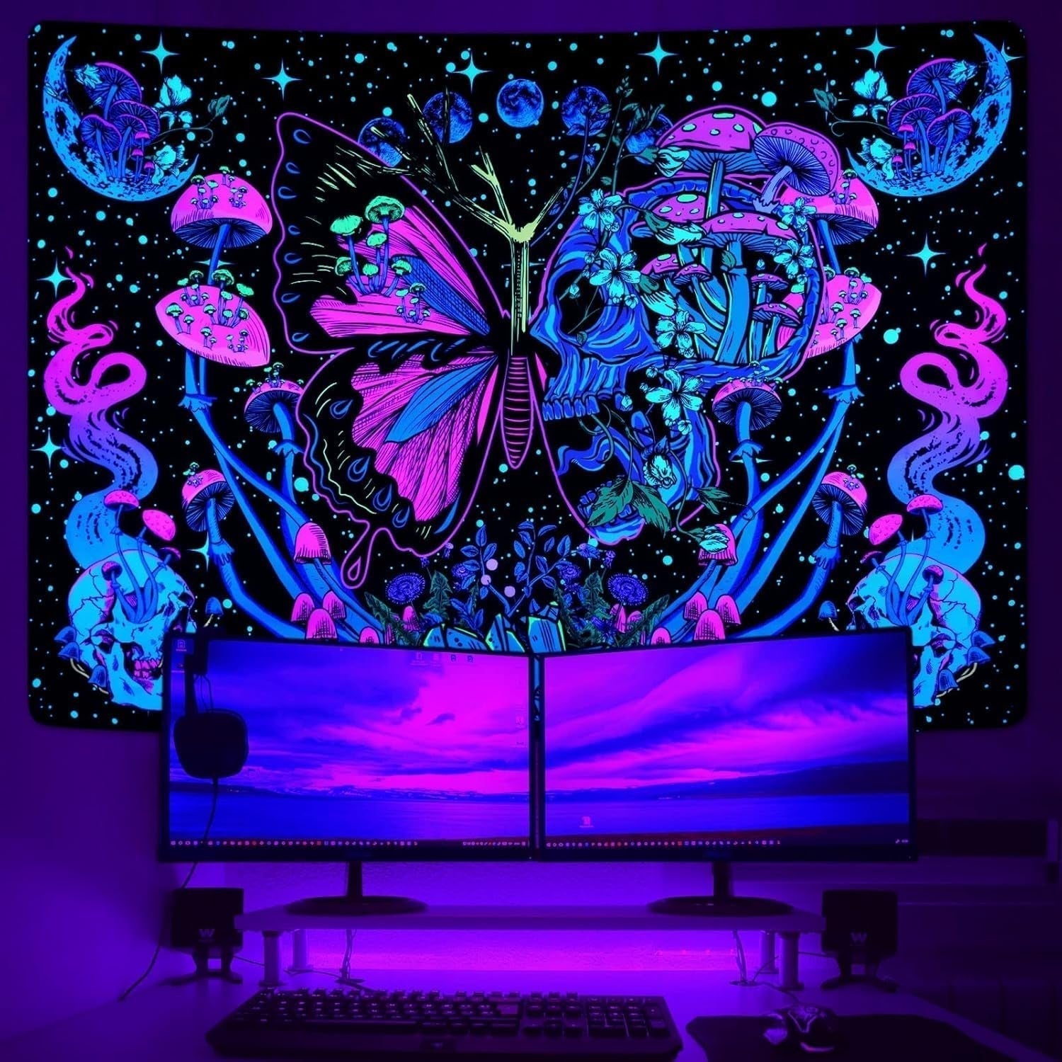 Arazzo Yrendenge arazzo fluorescente farfalle fase Home - Accessori e Decorazioni Naty Shop