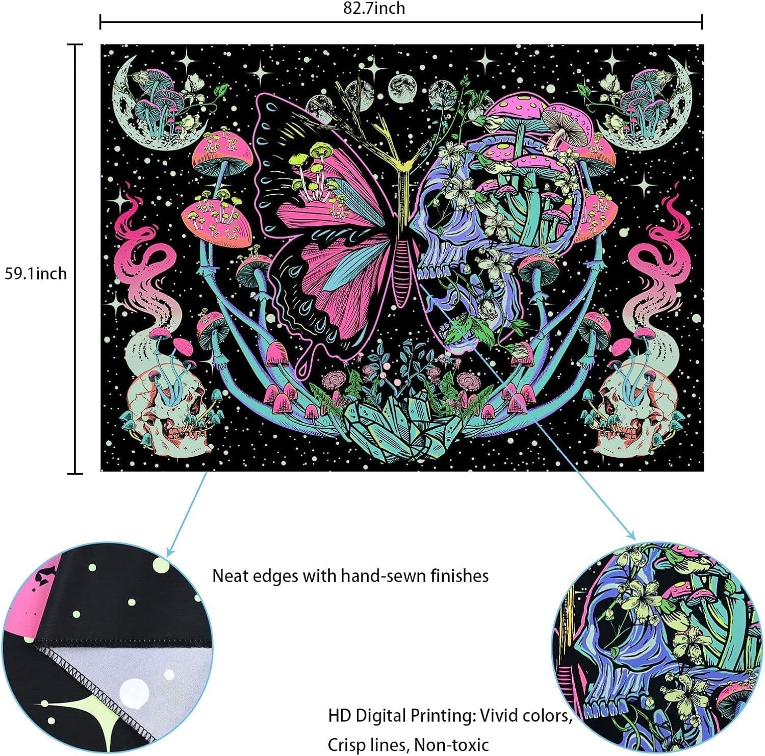 Arazzo Yrendenge arazzo fluorescente farfalle fase Home - Accessori e Decorazioni Naty Shop