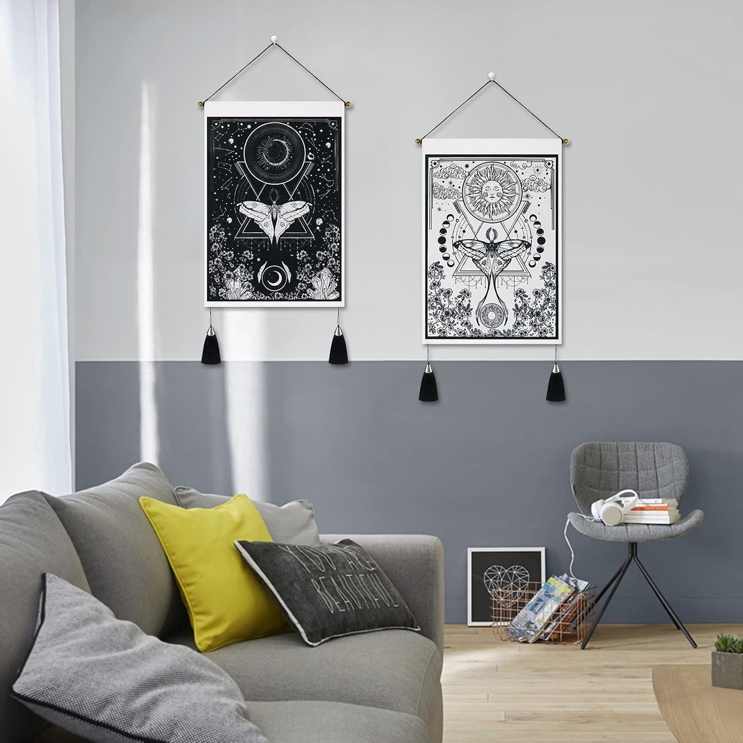 Arazzo Yugarlibi 2 pezzi piccoli arazzi appesi luna e sole Home - Accessori e Decorazioni Naty Shop