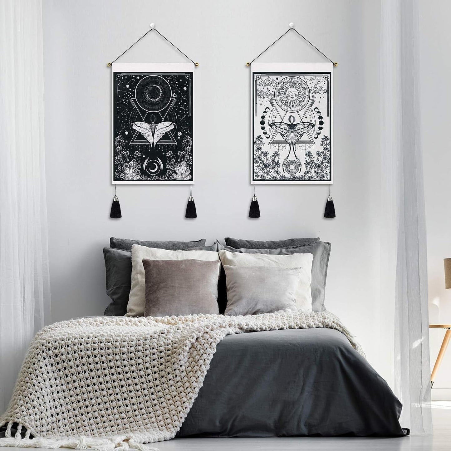 Arazzo Yugarlibi 2 pezzi piccoli arazzi appesi luna e sole Home - Accessori e Decorazioni Naty Shop