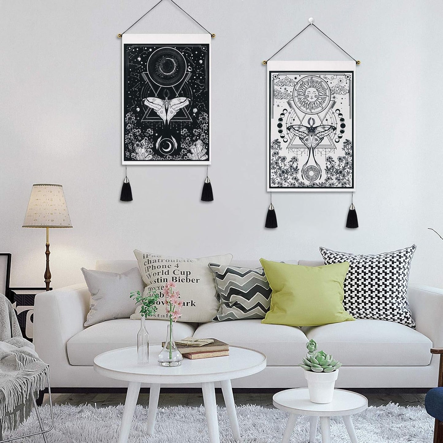 Arazzo Yugarlibi 2 pezzi piccoli arazzi appesi luna e sole Home - Accessori e Decorazioni Naty Shop