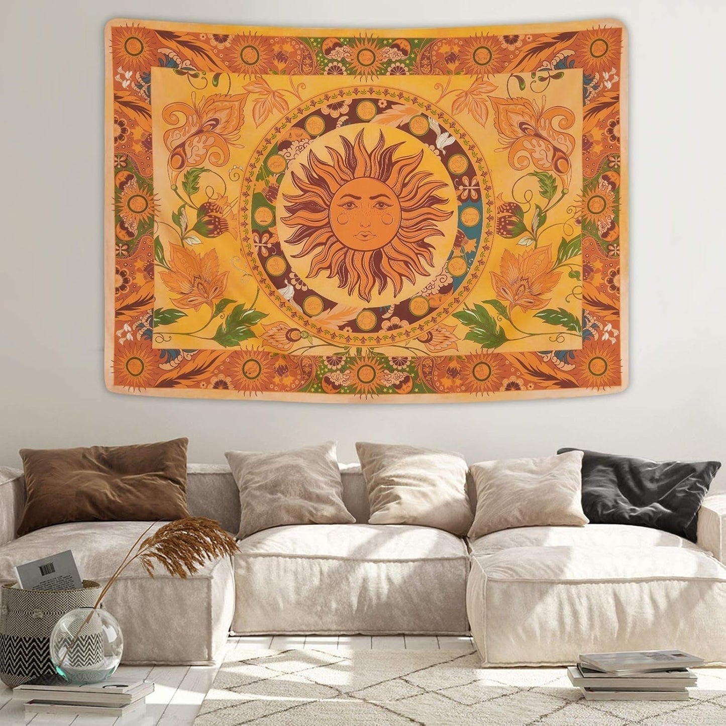 Arazzo yugarlibi sole cocente fiori primaverili vintage da parete Casa - Accessori e Decorazioni Naty Shop