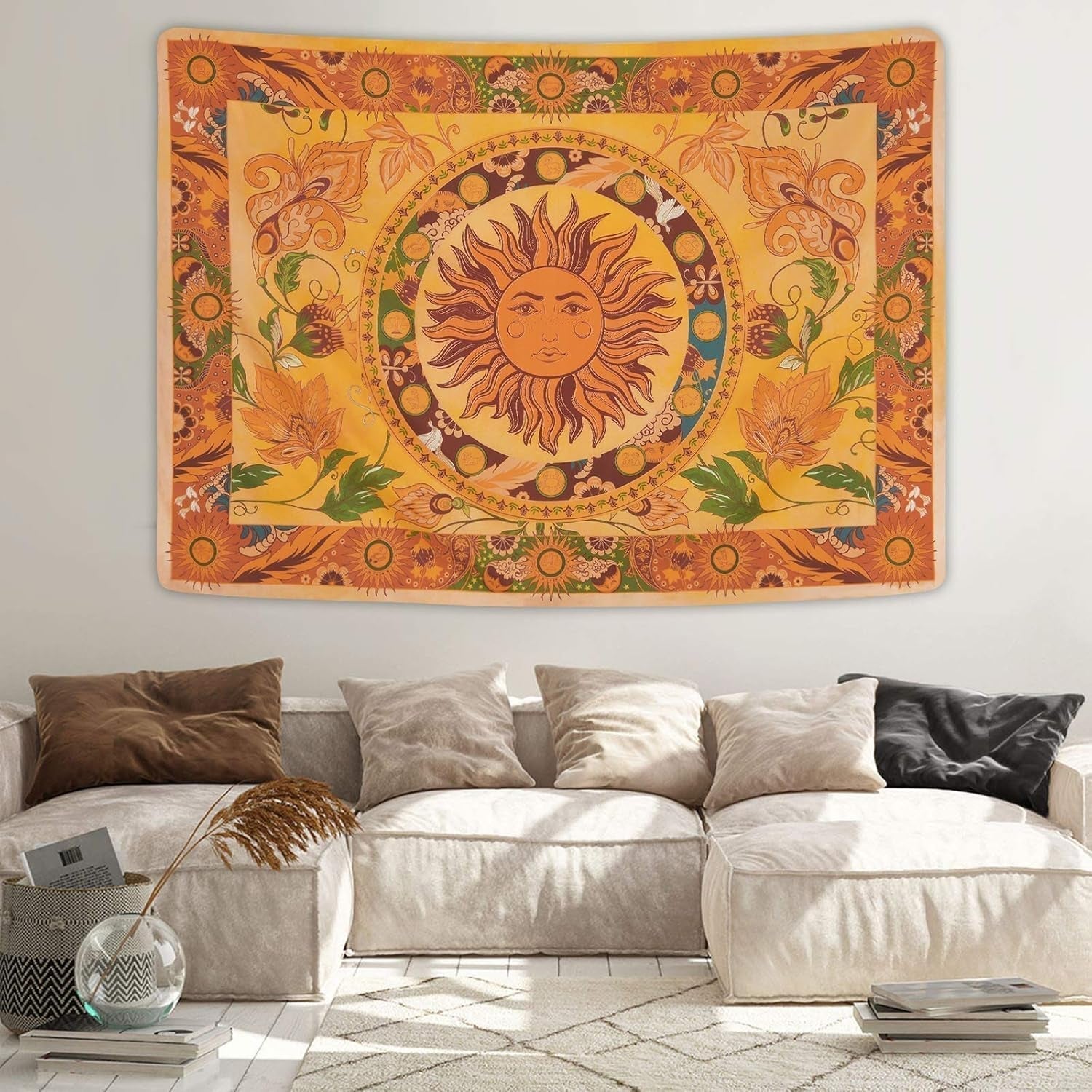 Arazzo yugarlibi sole cocente fiori primaverili vintage da parete Casa - Accessori e Decorazioni Naty Shop
