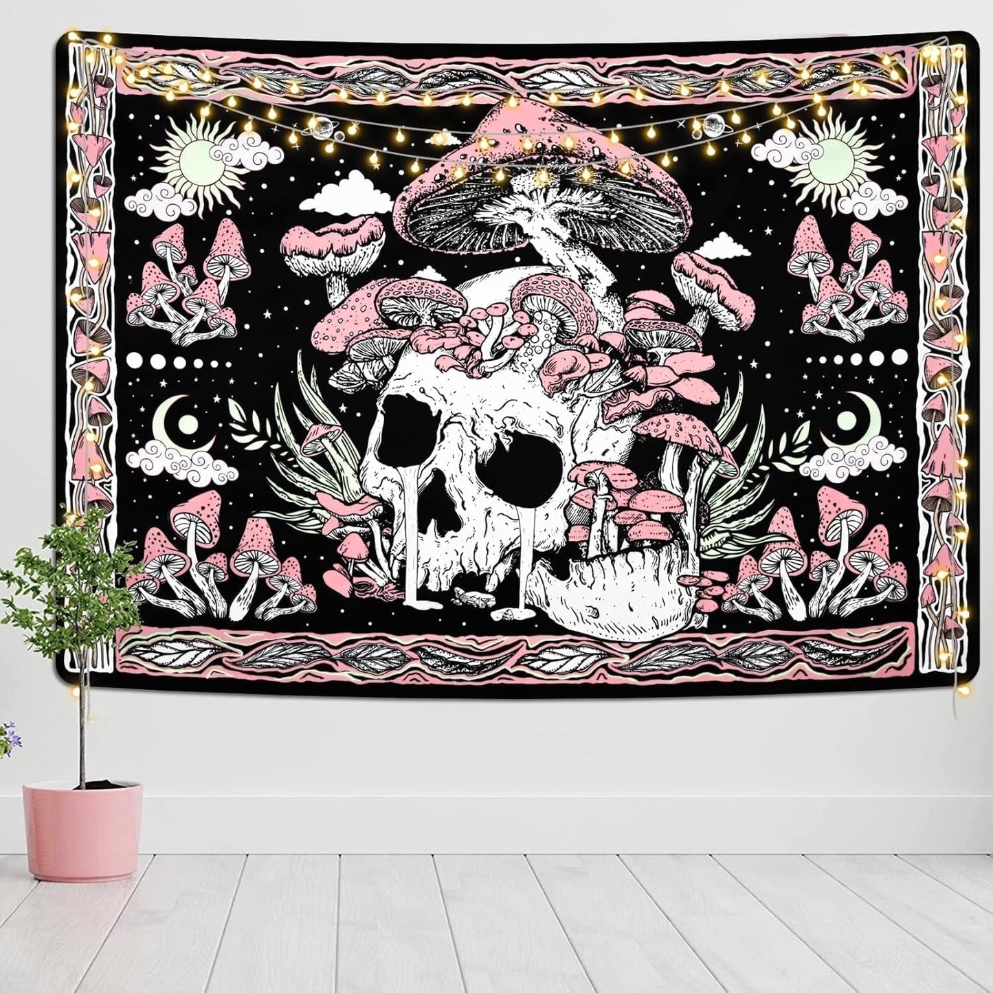 Arazzo yugarlibi rosa teschio funghi scheletro Home - Accessori e Decorazioni Naty Shop