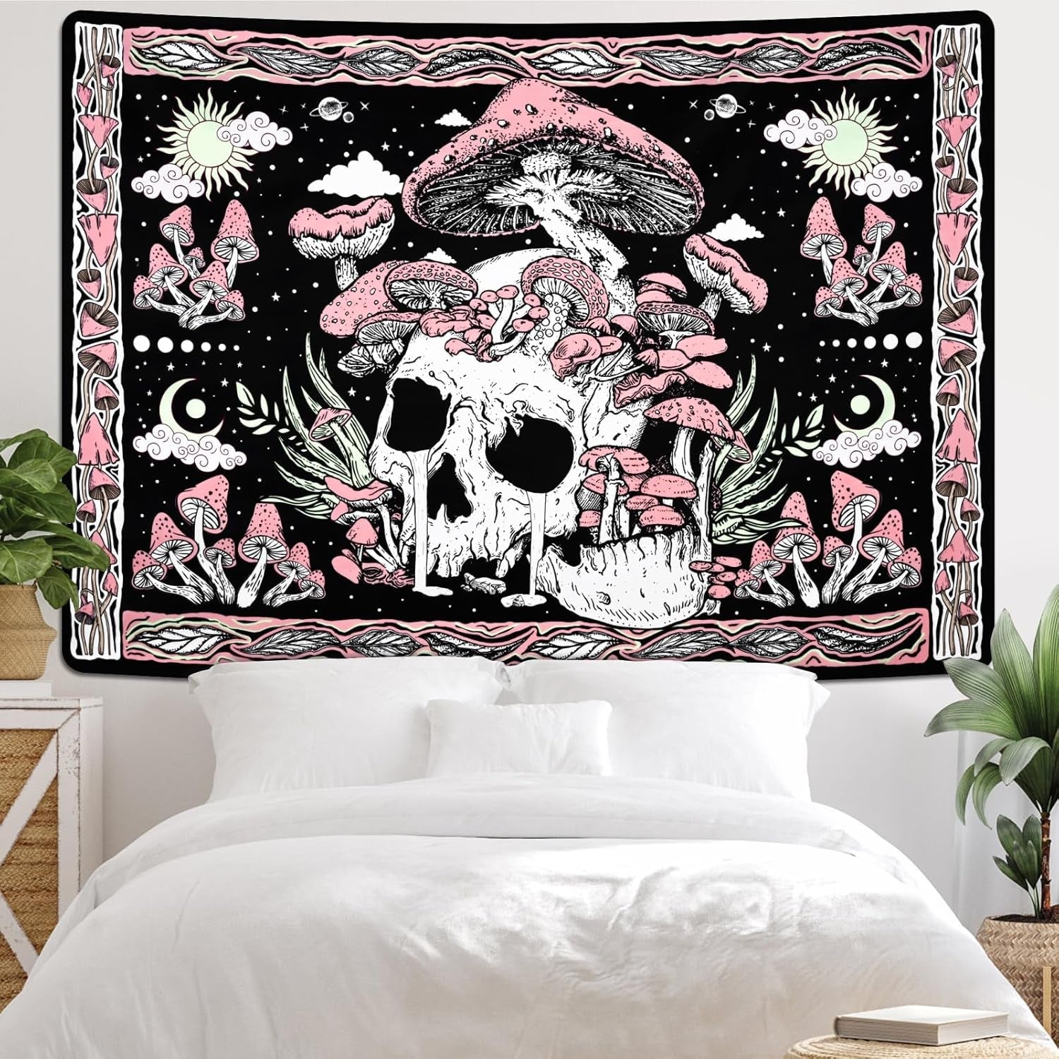 Arazzo yugarlibi rosa teschio funghi scheletro Home - Accessori e Decorazioni Naty Shop