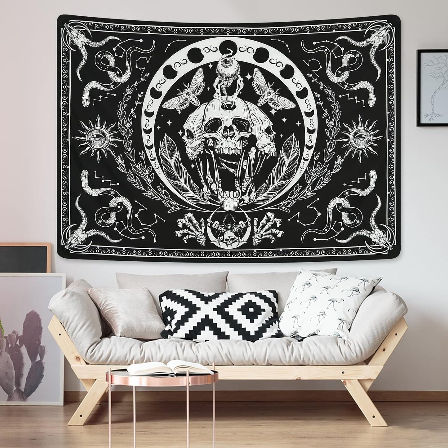 Arazzo yugarlibi scheletro serpente nero falena estetica tela Home - Accessori e Decorazioni Naty Shop