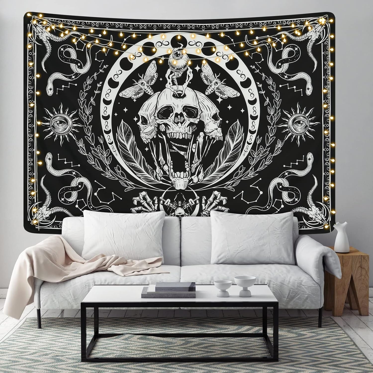 Arazzo yugarlibi scheletro serpente nero falena estetica tela Home - Accessori e Decorazioni Naty Shop