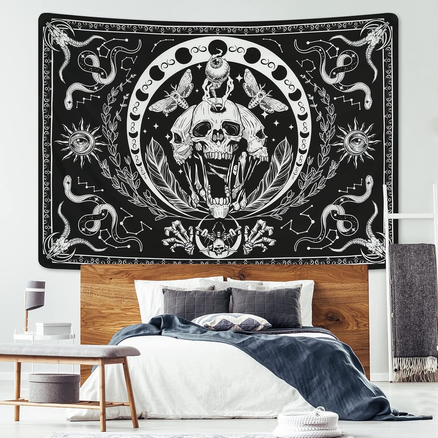 Arazzo yugarlibi scheletro serpente nero falena estetica tela Home - Accessori e Decorazioni Naty Shop