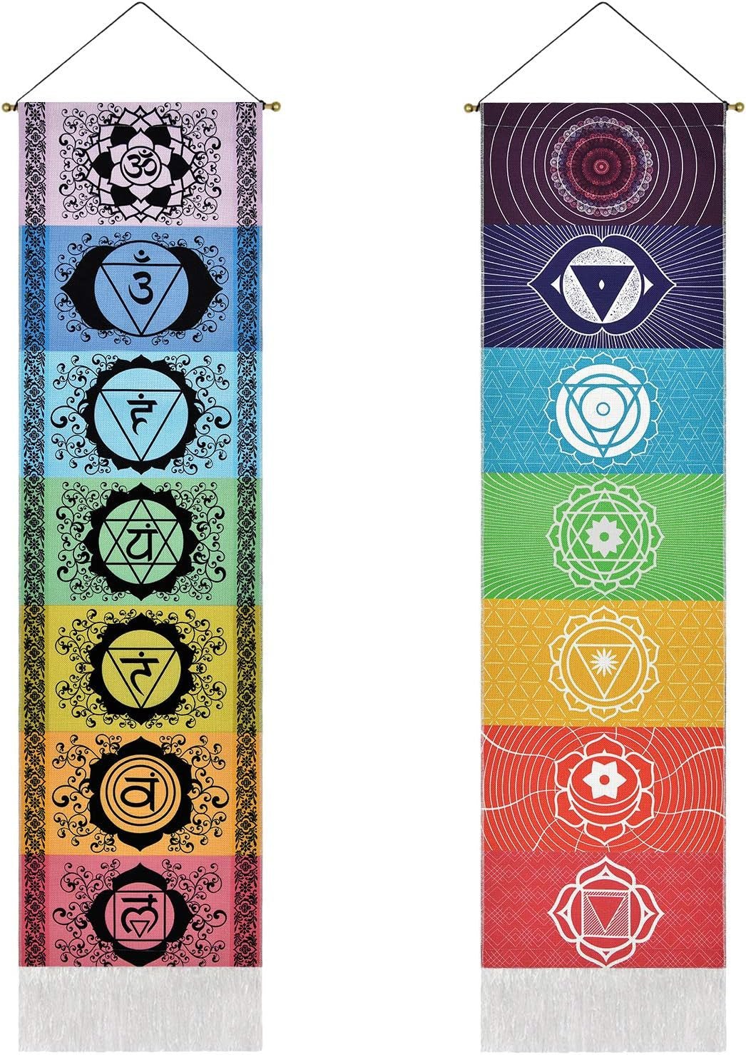 Arazzo yugarlibi set di pendenti chakra meditazione yoga trippy Home - Accessori e Decorazioni Naty Shop Chakra bianco e nero 130X32.5Cm