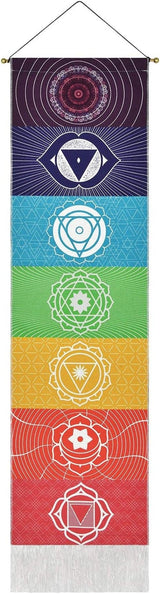 arazzo yugarlibi set di pendenti chakra meditazione yoga trippy Home - Accessori e decorazioni Naty Shop Chakra bianco 130L X 32,5B cm