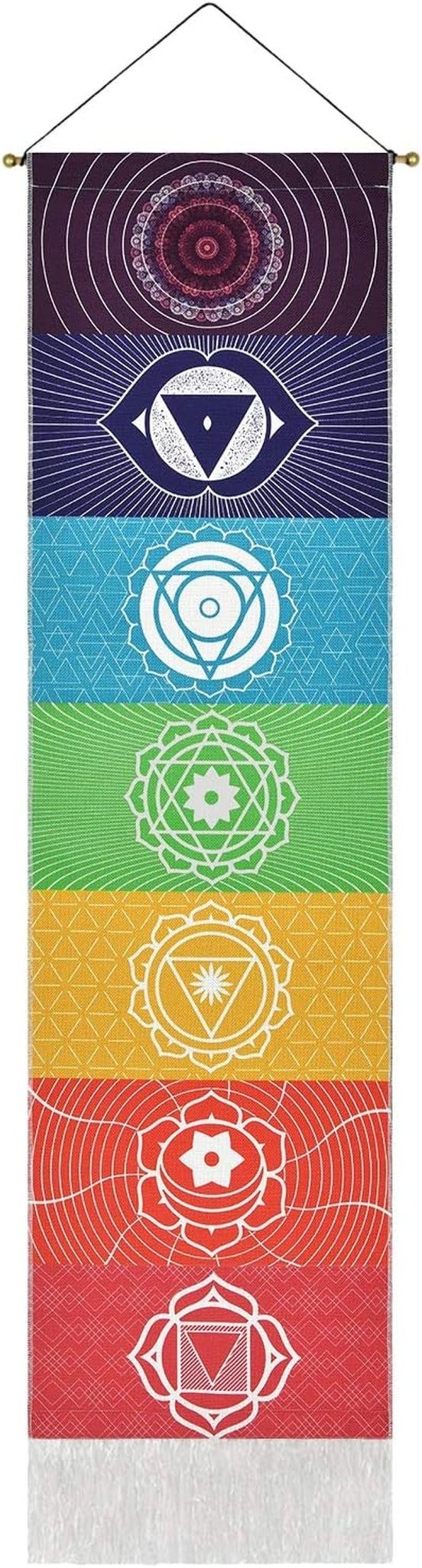 arazzo yugarlibi set di pendenti chakra meditazione yoga trippy Home - Accessori e decorazioni Naty Shop Chakra bianco 130L X 32,5B cm