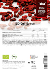 Tilia BIO Bacche di Goji 1 kg Prodotti disidratati Naty Shop