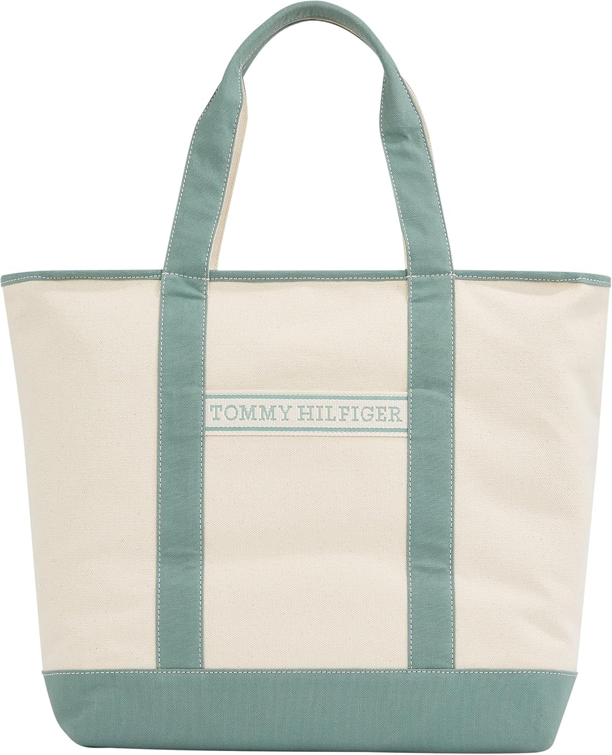 TOMMY HILFIGER Donna Th Summer Canvas Tote Aw0aw17421 Borsa tote Donna Borse Naty Shop Verde (Charming Green)