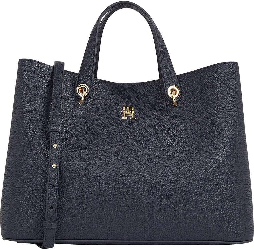 Tommy Hilfiger borsa a cartella con stemma tracolla removibile Borse Donna Naty Shop Blu (Space Blue)