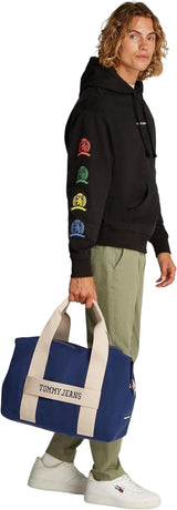 Tommy Jeans, borsone weekender retrò da uomo, velluto blu, taglia unica per bagagli e attrezzatura da viaggio Naty Shop