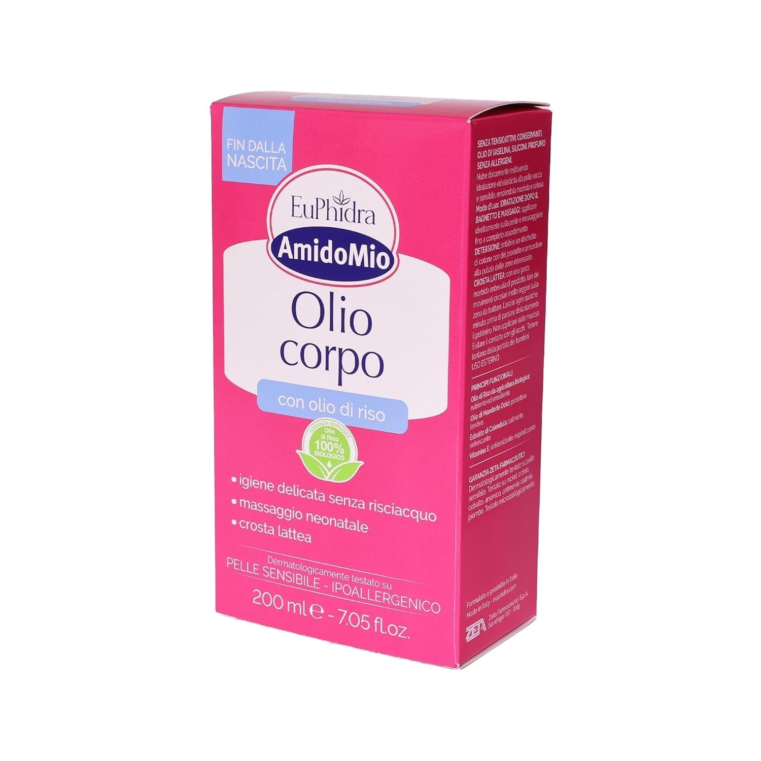 Starch Mio olio corpo, rimuove la crosta lattea dei neonati, 200 ml Bambini - Bagno e Cura della Pelle Naty Shop