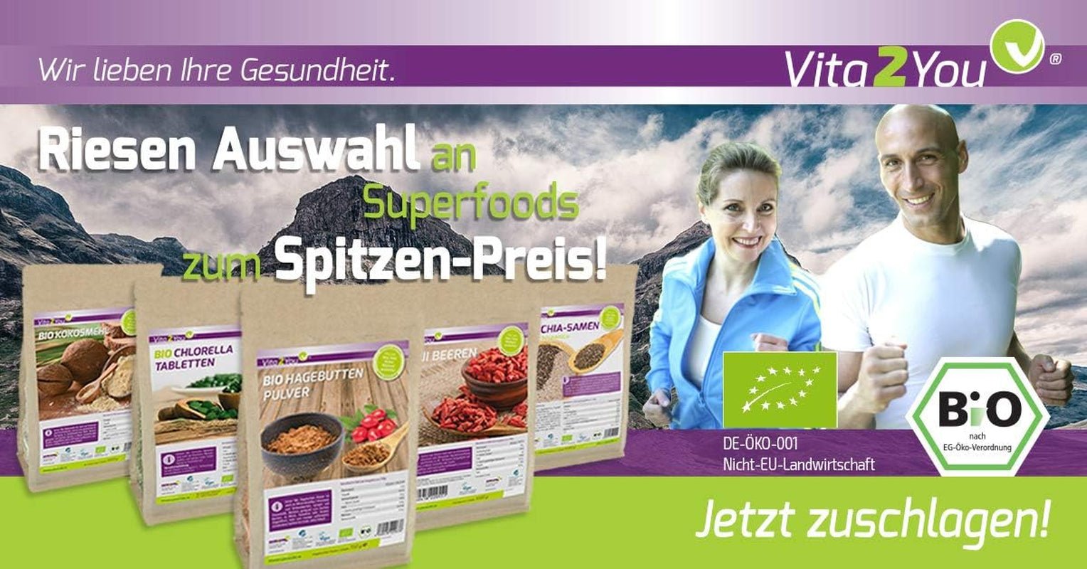 Vita2You Bacche di Goji 1kg - bacche wolfberry - essiccate al sole - non solforate e senza additivi - 1000g - busta con zip - qualità premium Prodotti disidratati Naty Shop
