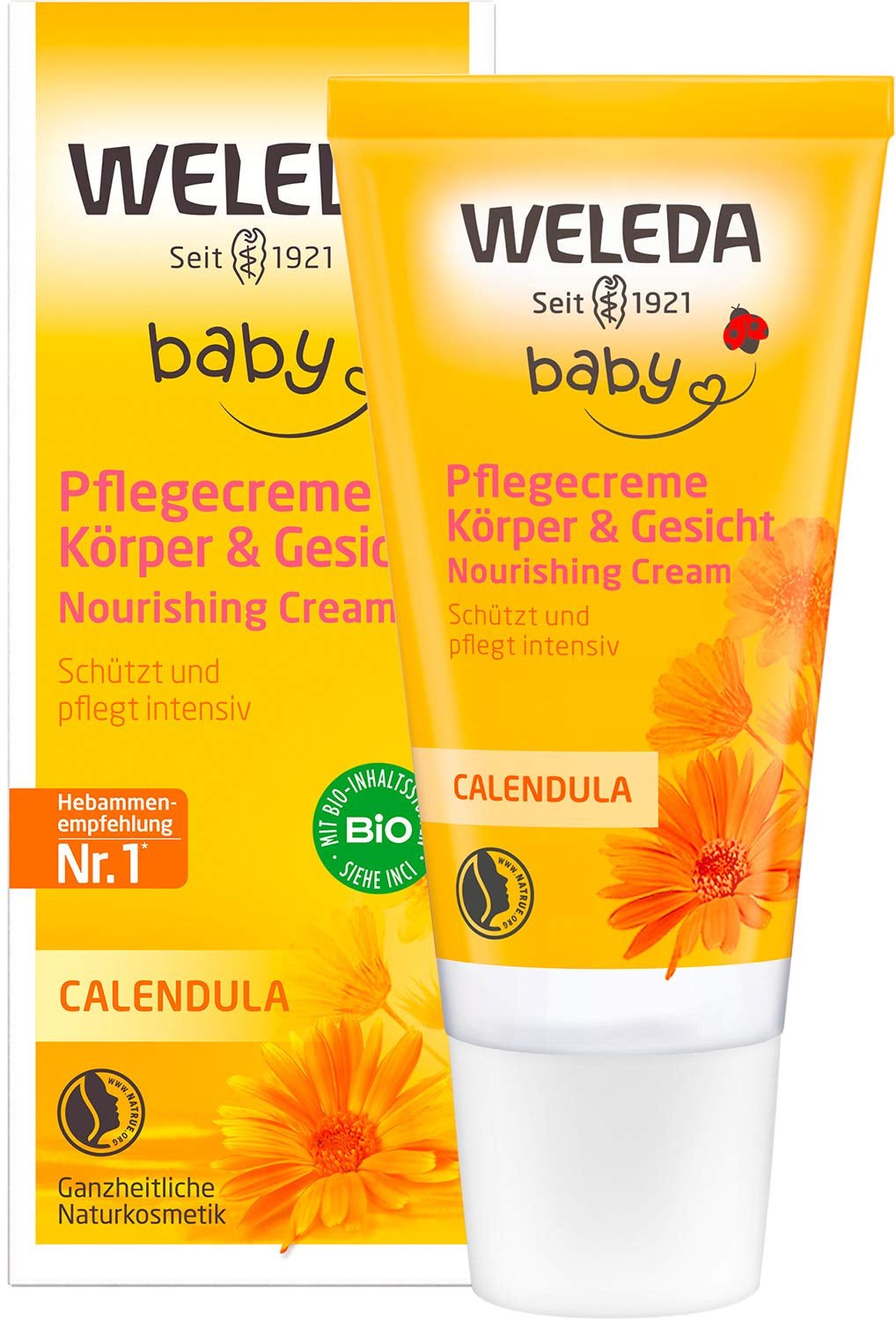 WELEDA Organic Baby Calendula Care Cream Body & Face 30ml - Crema viso / crema per la pelle per cosmetici naturali con olio di sesamo e lanolina per la cura della pelle secca. Crema idratante per neonati e bambini Bambini - Bagno e Cura della Pelle Naty Shop 30 Ml