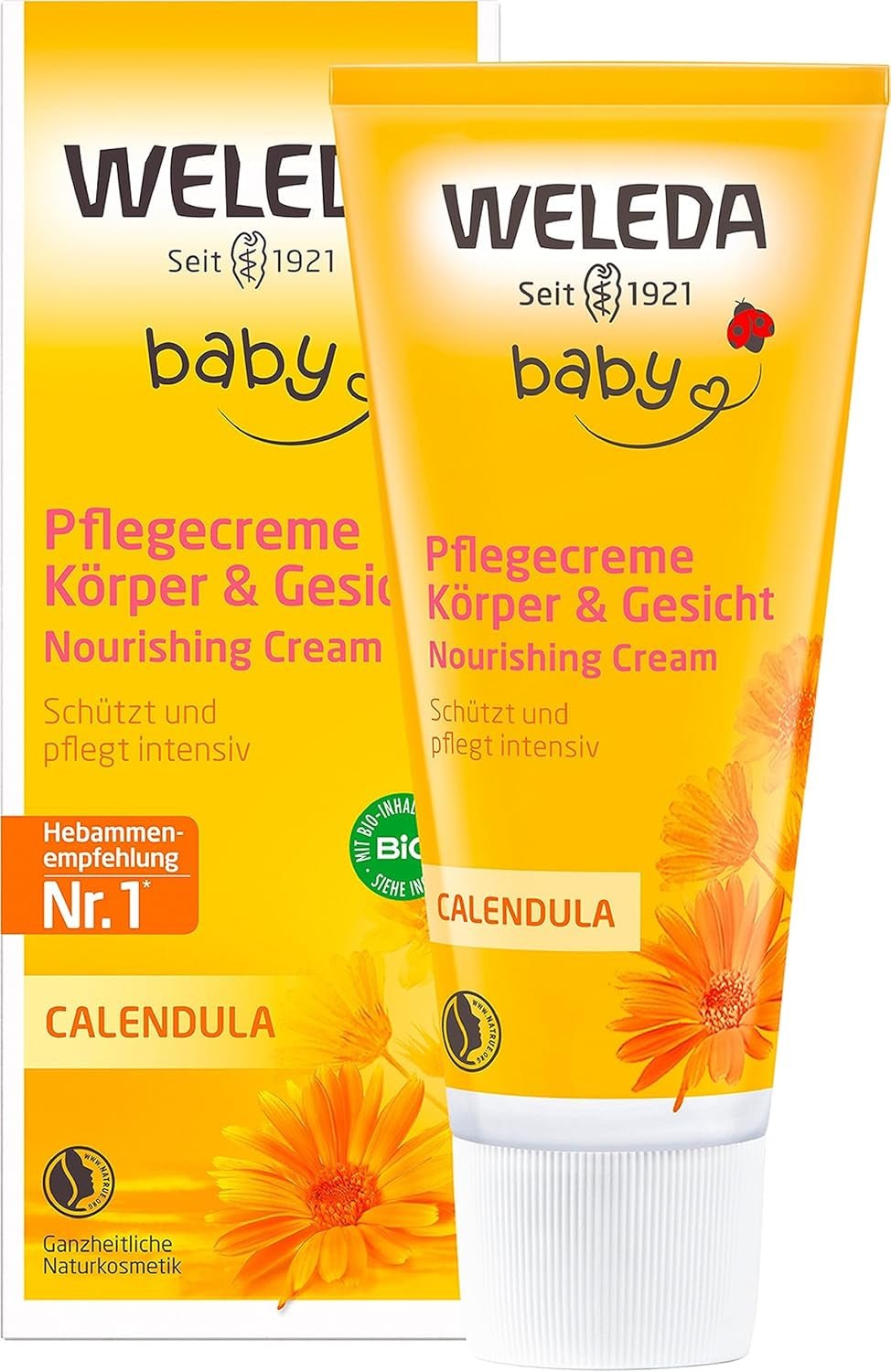 WELEDA Organic Baby Calendula Care Cream Body & Face 30ml - Crema viso / crema per la pelle per cosmetici naturali con olio di sesamo e lanolina per la cura della pelle secca. Crema idratante per neonati e bambini Bambini - Bagno e cura della pelle Naty Shop 75 Ml (1 confezione)
