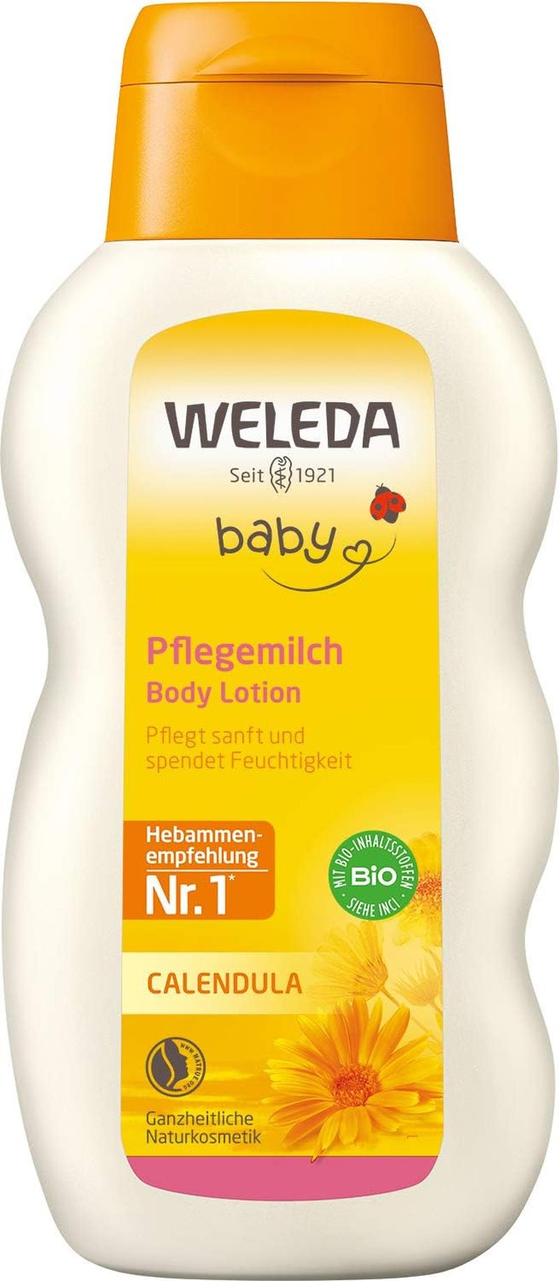 WELEDA Latte curativo alla calendula per bambini biologico - Lozione cosmetica naturale per il corpo con olio di mandorle e cera d'api per la cura e la pulizia della pelle secca del bambino. Lozione delicata per la cura della pelle di neonati e bambini (1x 200ml) Bambini - Bagno e Cura della Pelle Naty Shop Titolo predefinito