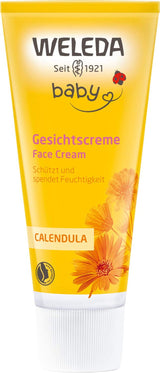Crema viso alla calendula biologica WELEDA Baby - Crema idratante cosmetica naturale con olio di mandorle e cera d'api per la cura della pelle secca. Crema viso naturale per neonati e bambini (1x 50 ml) Bambini - Bagno e cura della pelle Naty Shop