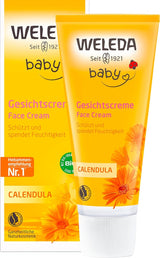 Crema viso alla calendula biologica WELEDA Baby - Crema idratante cosmetica naturale con olio di mandorle e cera d'api per la cura della pelle secca. Crema viso naturale per neonati e bambini (1x 50ml) Bambini - Bagno e cura della pelle Naty Shop Crema viso 50 Ml (1 confezione)