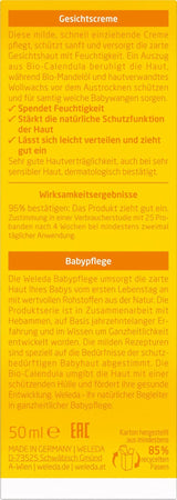 Crema viso alla calendula biologica WELEDA Baby - Crema idratante cosmetica naturale con olio di mandorle e cera d'api per la cura della pelle secca. Crema viso naturale per neonati e bambini (1x 50 ml) Bambini - Bagno e cura della pelle Naty Shop