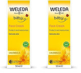 Crema viso alla calendula biologica WELEDA Baby - Crema idratante cosmetica naturale con olio di mandorle e cera d'api per la cura della pelle secca. Crema viso naturale per neonati e bambini (1x 50ml) Bambini - Bagno e cura della pelle Naty Shop Crema viso 50 Ml (confezione da 2)