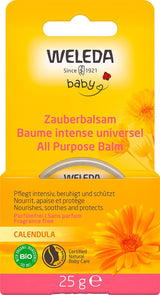 WELEDA Baby Calendula Magic Balm biologico - Balsamo universale di cosmetici naturali per viso e corpo per curare e lenire la pelle e le labbra secche. Balsamo ricco universale per neonati e bambini (1x 25g) Bambini - Bagno e Cura della Pelle Naty Shop