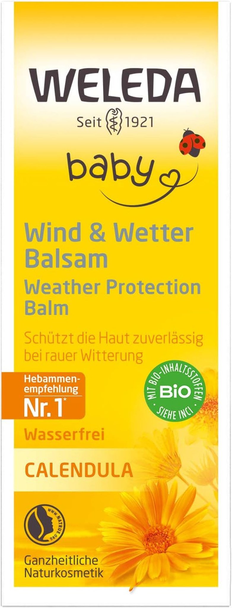 WELEDA Bio Baby Calendula Wind & Weather Balm - Crema viso e crema mani per cosmetici naturali con olio di mandorle e olio di sesamo per proteggere la pelle sensibile e secca del bambino dalle intemperie e dal freddo (1x 30 ml) Bambini - Bagno e cura della pelle Naty Shop