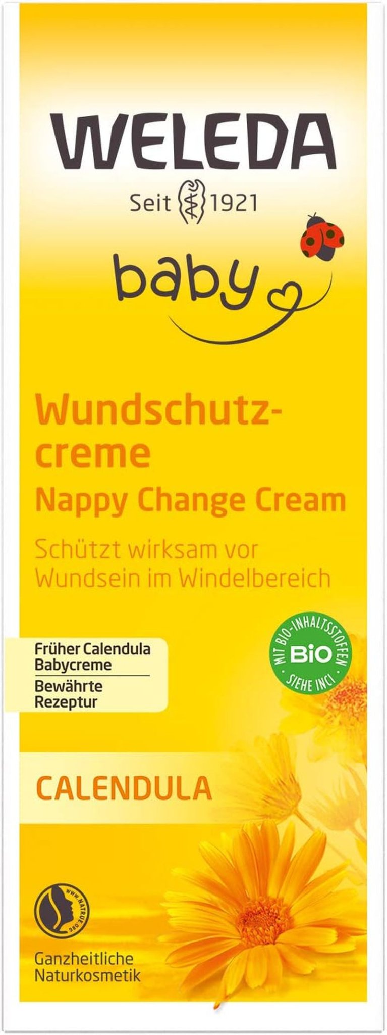 WELEDA Crema protettiva per ferite alla calendula per bambini biologica 75 ml - Unguento / crema per bambini cosmetici naturali per la protezione della pelle sensibile del bambino nella zona del pannolino. Aiuta in caso di arrossamenti, pelle irritata e dolori Bambini - Bagno e Cura della Pelle Naty Shop