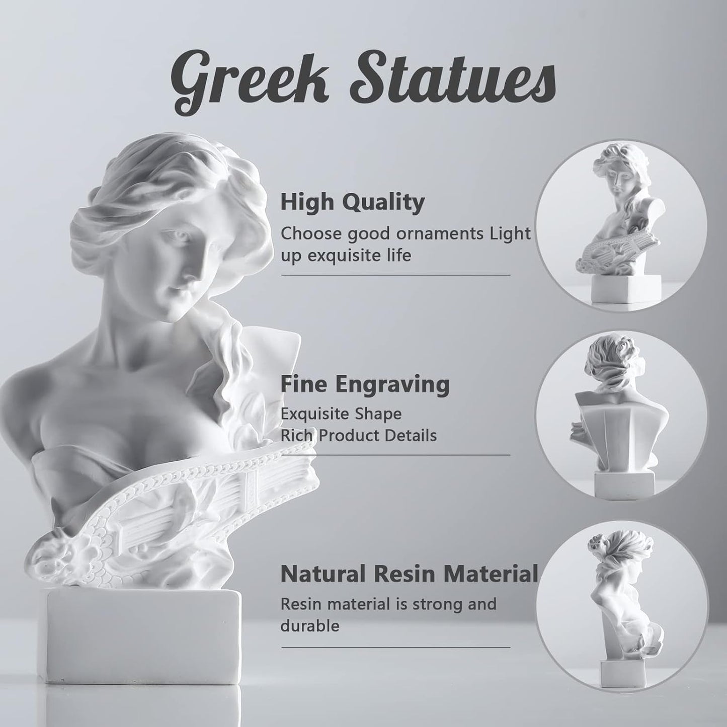 XMGZQ Statua Scultura Bianca di Afrodite, Statua Busto della Mitologia Greca in Resina, per la Decorazione della Stanza della Coquette, Decorazione della Stanza dell'Accademia Oscura, Scaffali per libri, Divisorio, Centrotavola per tavolini Statue e Sculture Naty Shop