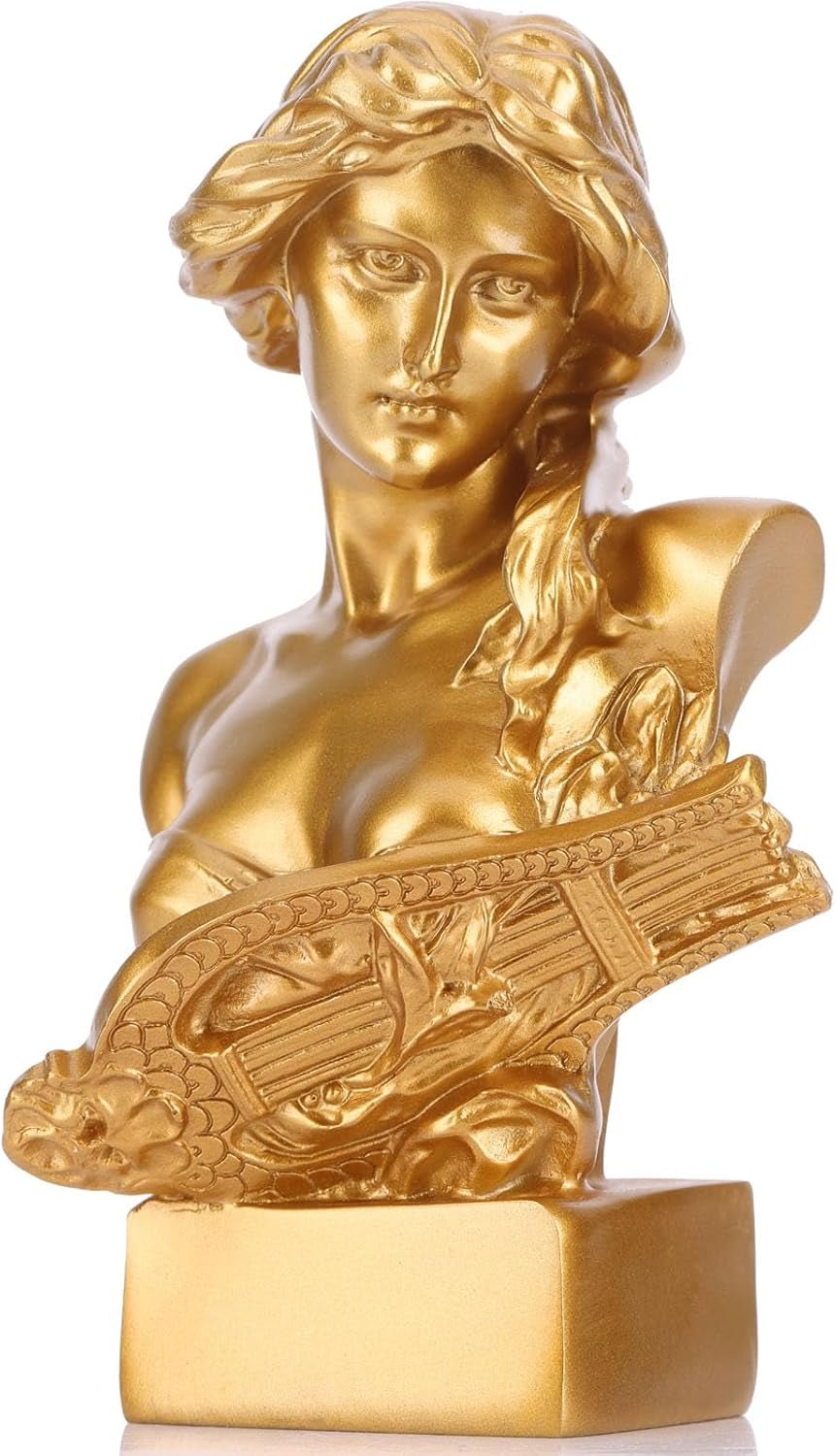 XMGZQ Statua Scultura Bianca di Afrodite, Statua Busto della Mitologia Greca in Resina, per la Decorazione della Stanza della Coquette, Decorazione della Stanza dell'Accademia Oscura, Librerie, Divisorio, Centrotavola da caffè Statuette e Sculture Naty Shop Gold