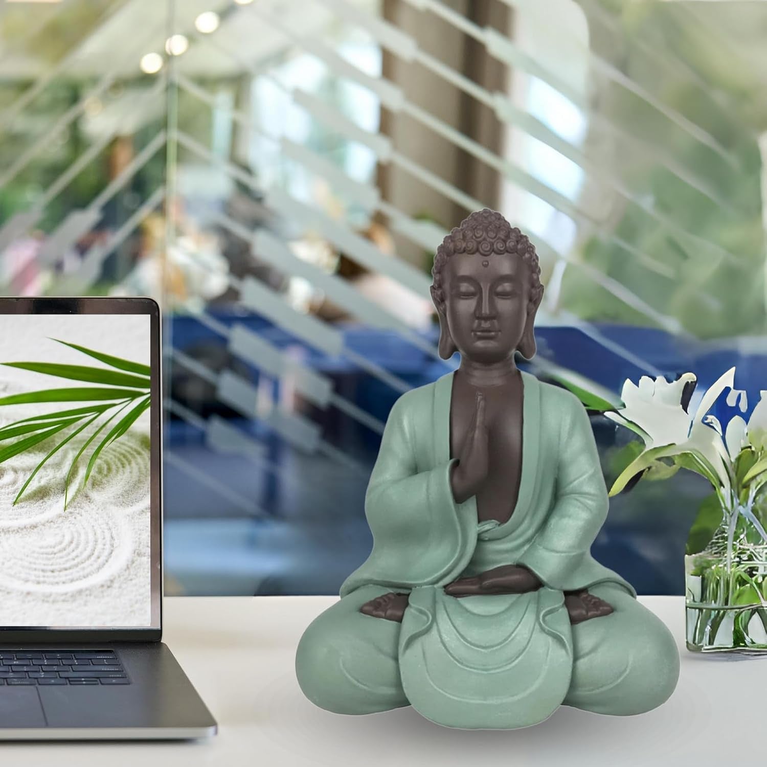 Zen Arôme SBM5 Statua Zen Bodhi, verde/marrone, alta 20 cm Statue e sculture Naty Shop