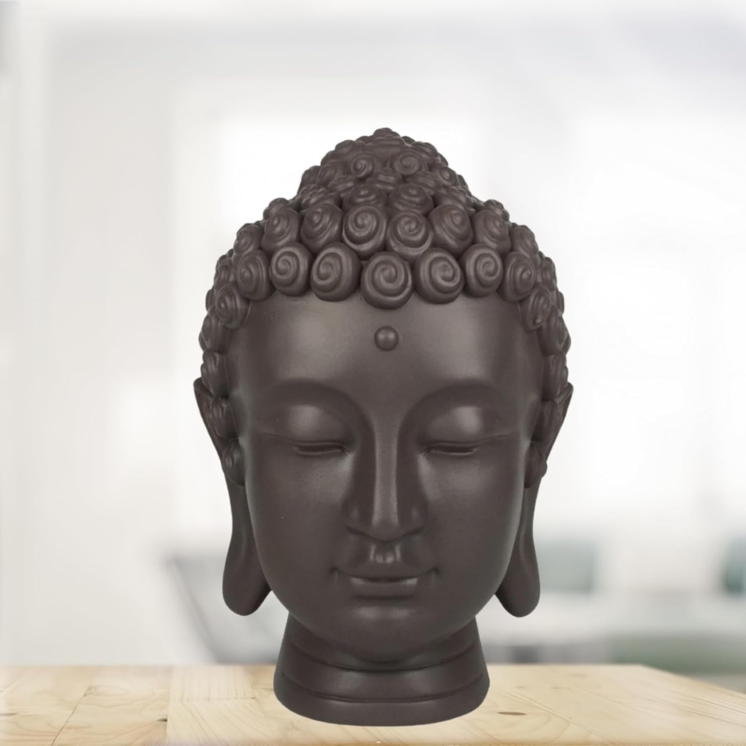 Zen'Light - Statuetta con testa di Buddha - Decorazione per Zen, meditazione e feng shui - Regalo per un'atmosfera rilassante e spirituale - Statuetta di Buddha - Altezza: 20 cm - Colore: verde/marrone Statue e sculture Naty Shop