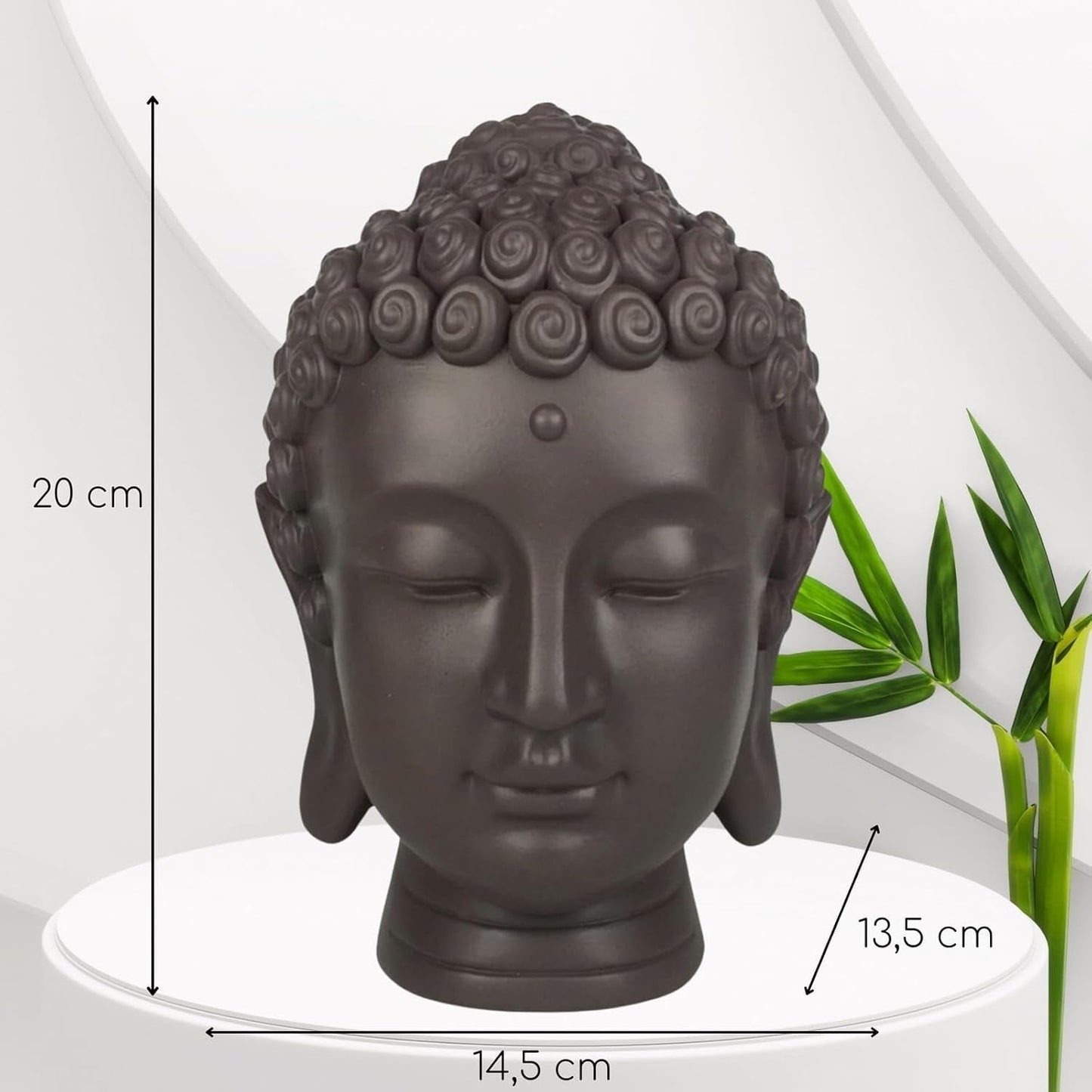 Zen'Light - Statuetta con testa di Buddha - Decorazione per Zen, meditazione e feng shui - Regalo per un'atmosfera rilassante e spirituale - Statuetta di Buddha - Altezza: 20 cm - Colore: verde/marrone Statue e sculture Naty Shop