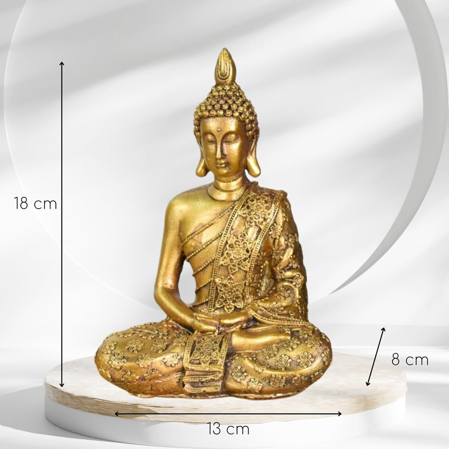 Zen'Light - Statuetta con testa di Buddha Sanci - Decorazione per Zen, meditazione e feng shui - Regalo per un'atmosfera rilassante e spirituale - Statua di Buddha - Altezza: 18 cm - Colore: oro Statue e sculture Naty Shop