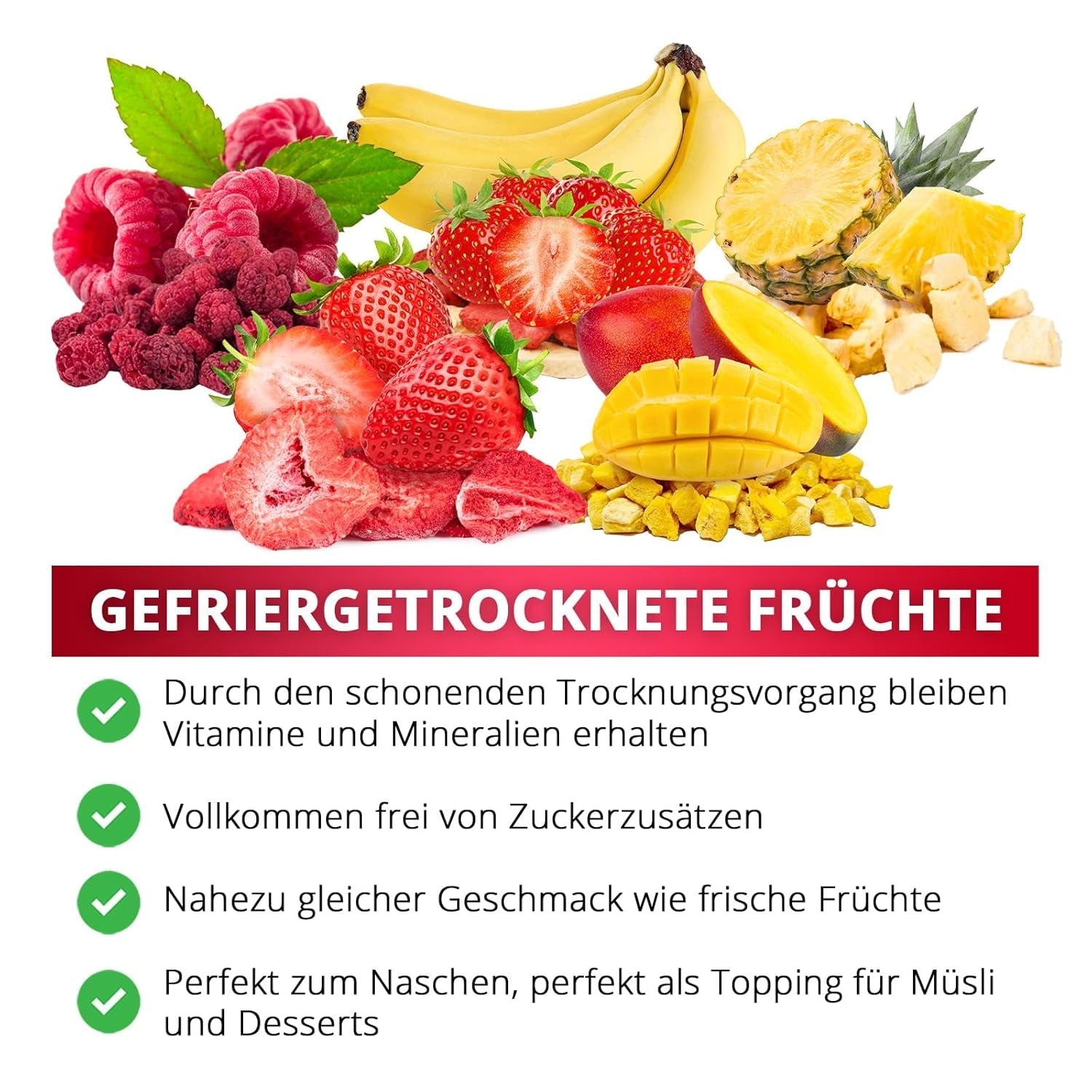 Lamponi liofilizzati, NO prodotti cinesi, 500g frutta intera liofilizzata, senza additivi, fruttato, made in Germany Prodotti secchi Naty Shop